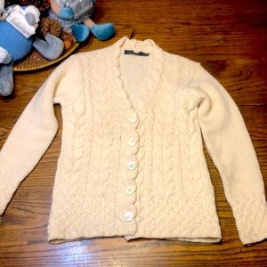 Irelandseye wool cashmere Horseshoe Aran Irish knit cardigan sweater
